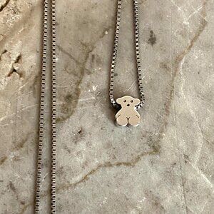Signed TOUS Iconic Bear Sterling Silver 925 Sweet Dolls Bear Pendant Necklace
